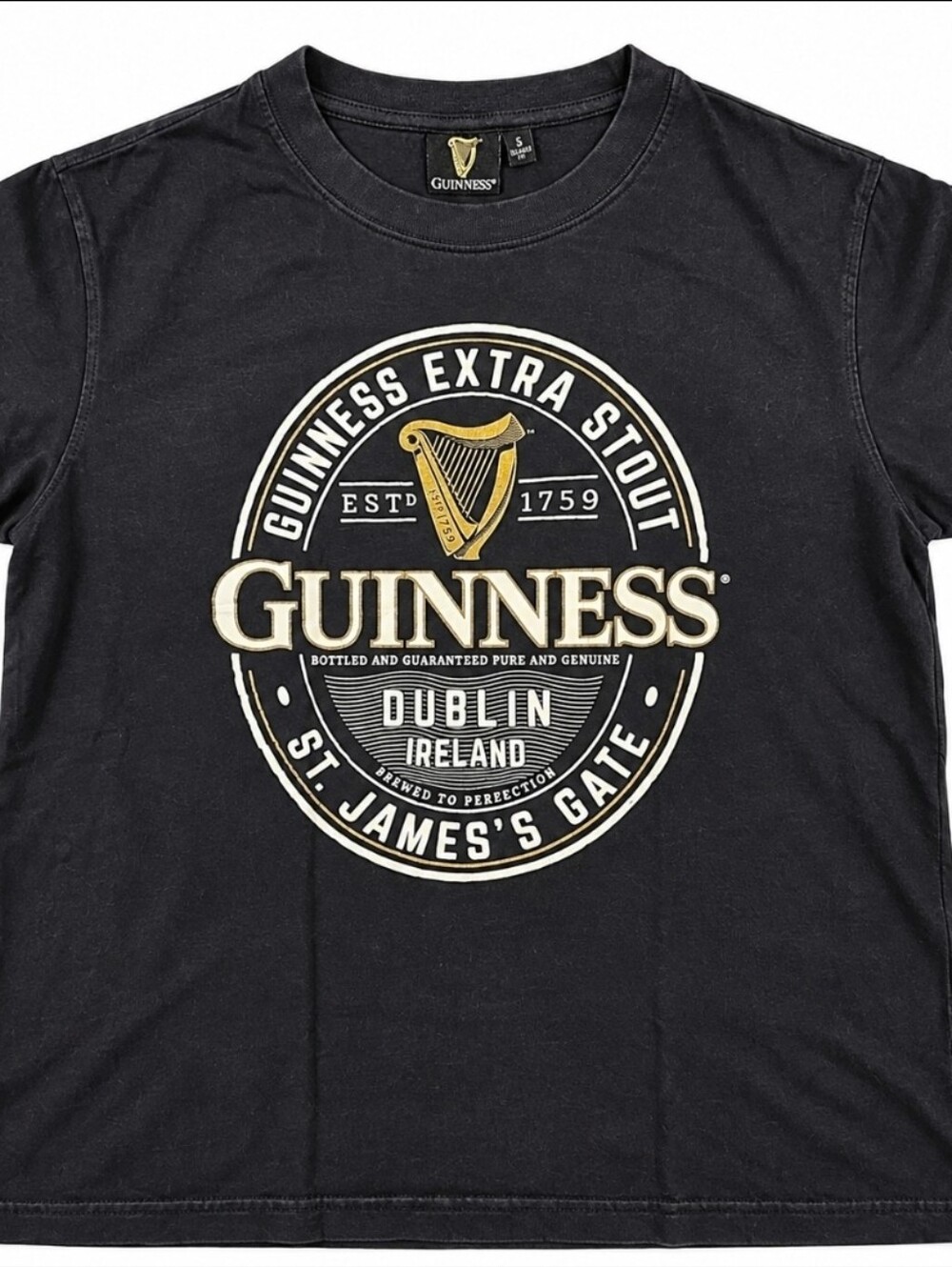Guinness Extra Stout T Shirt Adult S Black Dublin Ireland St James Gate Beer Tee